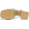 imageAmoji Womens Silver Platform Heels Chunky Heeled Sandals Dressy Block Heels Strappy Thick Heels Prom Wedding Shoes 305 Silver Size 7 Women