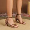 imageAmoji Women 3 In Block Heels Lady Heeled Dressy Sandal FZ335Brown
