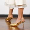 imageAmoji Women 35 In Kitten Heel Slingback Dress Shoes FZ334Gold
