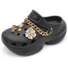 imageAmoji Women Platform Clogs with Charms Yard Garden Shoes Summer Sandals 0859Black