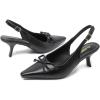 imageAmoji Womens 2 Inch Kitten Bow Heels Slingback Pointed Toe Pump Wedding Dress Shoes FZ338Black