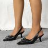 imageAmoji Womens 2 Inch Kitten Bow Heels Slingback Pointed Toe Pump Wedding Dress Shoes FZ338Black