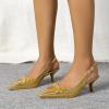 imageAmoji Womens 2 Inch Kitten Bow Heels Slingback Pointed Toe Pump Wedding Dress Shoes FZ338Gold