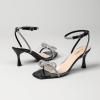 imageAmoji Womens Kitten Heels 3 Inch Rhinestone Bow Strappy Dress Shoes 336Black