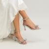 imageAmoji Womens Kitten Heels 3 Inch Rhinestone Bow Strappy Dress Shoes 336Silver