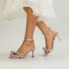 imageAmoji Womens Kitten Heels 3 Inch Rhinestone Bow Strappy Dress Shoes 336Silver