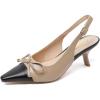 imageAmoji Womens 2 Inch Kitten Bow Heels Slingback Pointed Toe Pump Wedding Dress Shoes FZ338Nude
