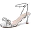 imageAmoji Womens Kitten Heels 3 Inch Rhinestone Bow Strappy Dress Shoes 336Silver