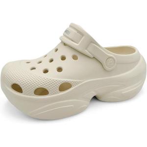 imageAmoji Women Platform Clogs Thick Yard Garden Shoes Summer Sandals 0859Beige