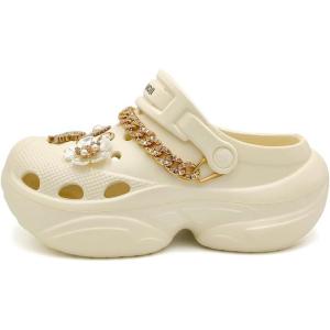 imageAmoji Women Platform Clogs with Charms Yard Garden Shoes Summer Sandals 0859Beige