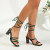 imageAmoji Women 3 Inch Strappy Heels Lady Strap Up Heeled Sandal Wedding Party Shoes 331Velvetgreen
