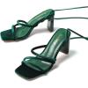 imageAmoji Women 3 Inch Strappy Heels Lady Strap Up Heeled Sandal Wedding Party Shoes 331Velvetgreen