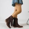 imageAmoji Women Western Cowboy Boots Cowgirl Mid Calf Boots Pull On D307Browntassels