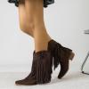 imageAmoji Women Western Cowboy Boots Cowgirl Mid Calf Boots Pull On D307Browntassels