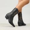 imageAmoji Women Western Cowboy Boots Cowgirl Mid Calf Boots Pull On D307D307black