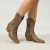 imageAmoji Women Western Cowboy Boots Cowgirl Mid Calf Boots Pull On D307D307brown