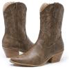 imageAmoji Women Western Cowboy Boots Cowgirl Mid Calf Boots Pull On D307D307brown