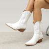 imageAmoji Women Western Cowboy Boots Cowgirl Mid Calf Boots Pull On D307D307white