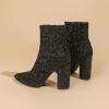 imageAmoji Women Pointed Toe Sequin Boots With Zipper Black F309 Size 11
