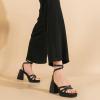 imageAmoji Womens 4 Inch Platform Chunky Heel Strappy Ankle Strap Block Heeled Sandals 305Black