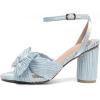 image:imageAmoji Womens Satin Block Heeled 3 Inch4 Inch Sandal Bowknot Pleated Ankle Strap for Wedding Party Dress Shoes 302Satinblue