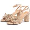 image:imageAmoji Womens Satin Block Heeled 3 Inch4 Inch Sandal Bowknot Pleated Ankle Strap for Wedding Party Dress Shoes 302Satinchampagne