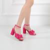 image:imageAmoji Womens Satin Block Heeled 3 Inch4 Inch Sandal Bowknot Pleated Ankle Strap for Wedding Party Dress Shoes 302Satinfuchsia