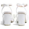 image:imageAmoji Womens Satin Block Heeled 3 Inch4 Inch Sandal Bowknot Pleated Ankle Strap for Wedding Party Dress Shoes 302Satinwhite