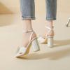 image:imageAmoji Womens Satin Block Heeled 3 Inch4 Inch Sandal Bowknot Pleated Ankle Strap for Wedding Party Dress Shoes 302Satinwhite