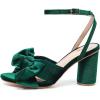 image:imageAmoji Womens Satin Block Heeled 3 Inch4 Inch Sandal Bowknot Pleated Ankle Strap for Wedding Party Dress Shoes 302Velvetgreen
