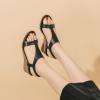 image:imageAmoji Womens Wedge Heels Sandals Comfortable Dressy Summer Shoes Elastic Strap 603