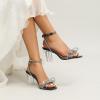 image:imageAmoji Women 3 Inch Clear Heels Rhinestone Bow Block Heeled Sandal 337Black