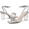 image:imageAmoji Women 3 Inch Clear Heels Rhinestone Bow Block Heeled Sandal 337Silver