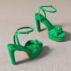 image:imageAmoji Womens Block Heels 4 Inch Platform Braid Knot Ankle Strap Lady Heeled Sandals FZ3194inchpugreen